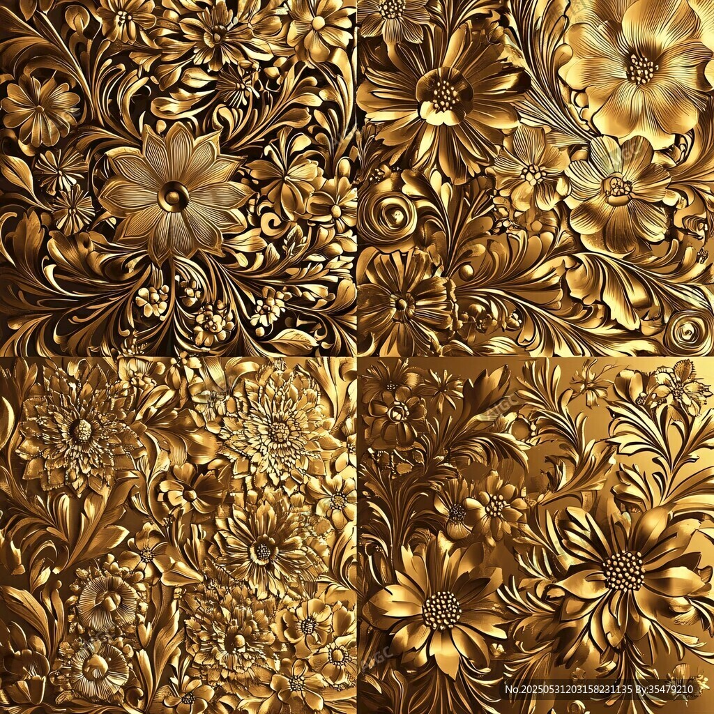 金色奢华花卉浮雕纹理图案