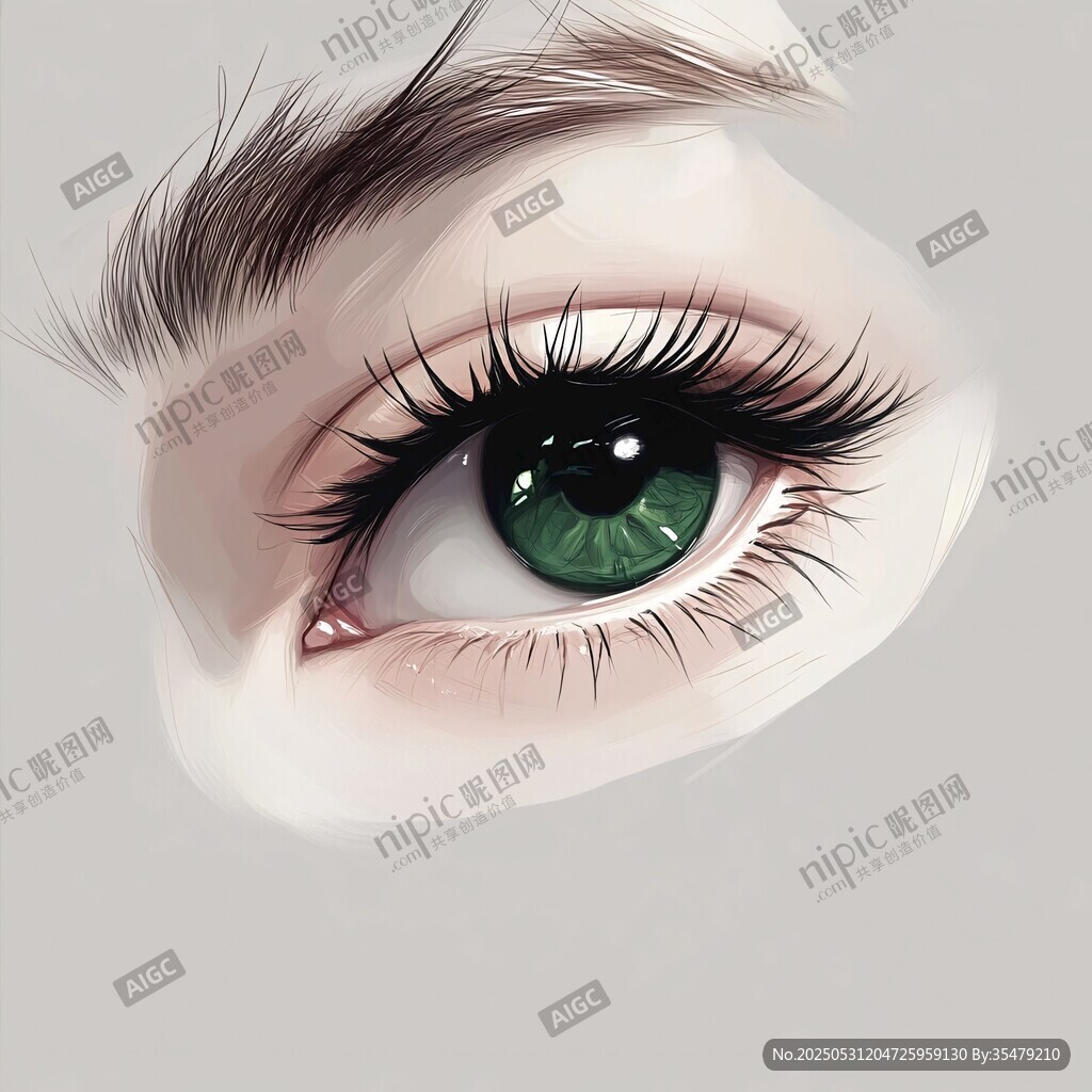梦幻绿眸 动人眼部插画