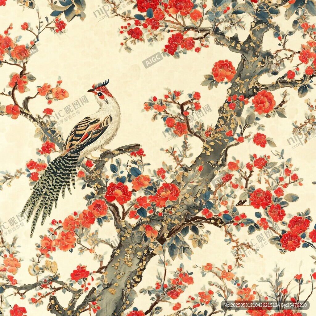 花鸟图中式古典精美纹样