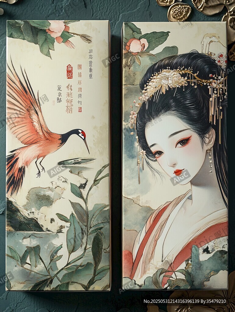 古风美人与飞鸟彩妆盒