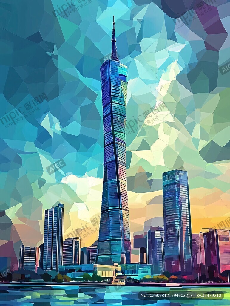 抽象风格的都市摩天大楼景观