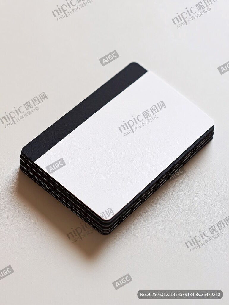 黑白简约名片堆叠展示