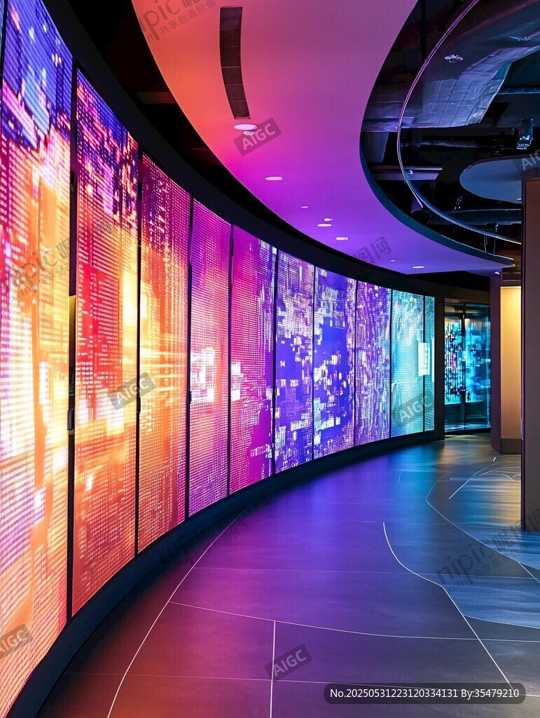 弧形大屏展示绚丽数字空间