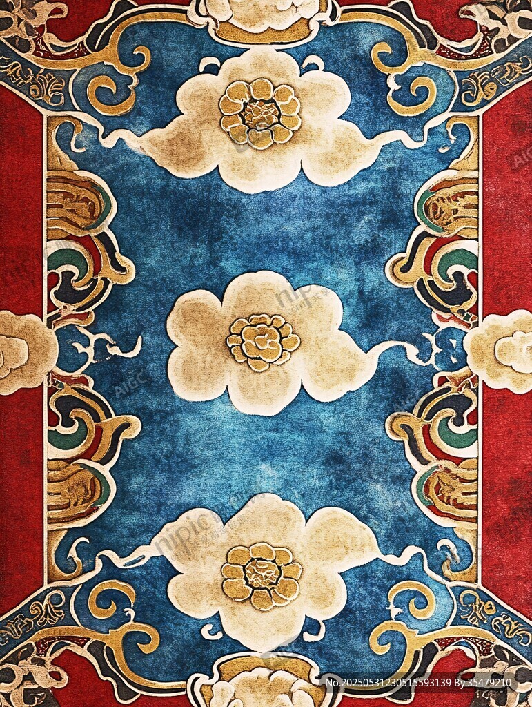 中式古典华丽花纹地毯图案