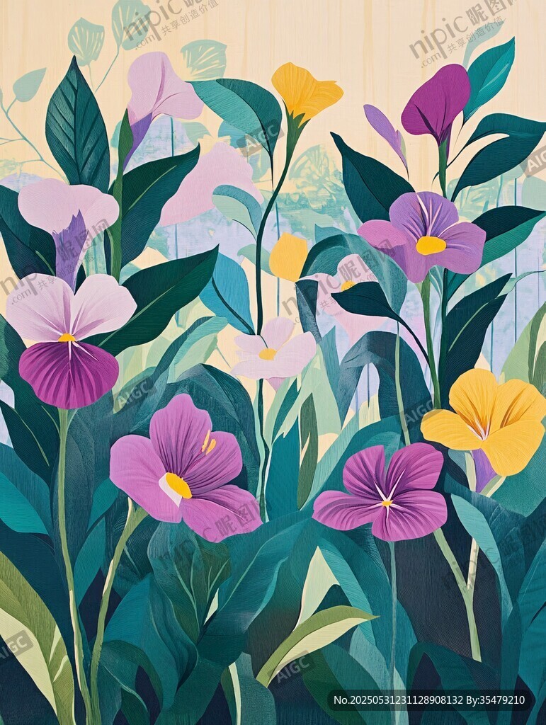 缤纷花卉插画 清新自然风