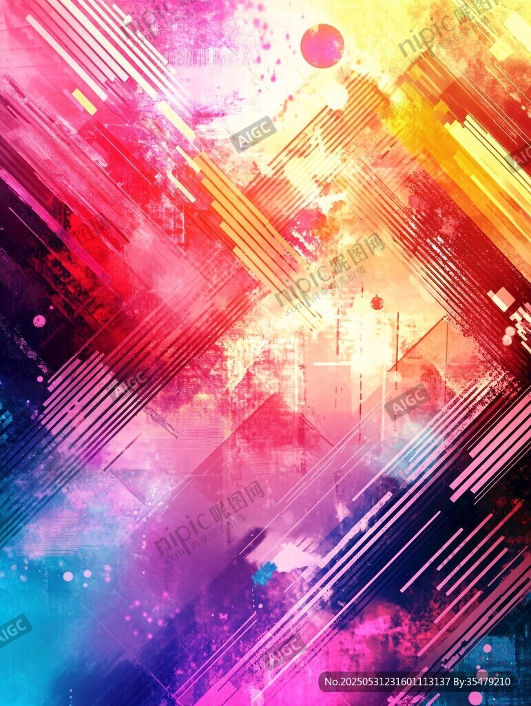 炫彩抽象几何线条背景图