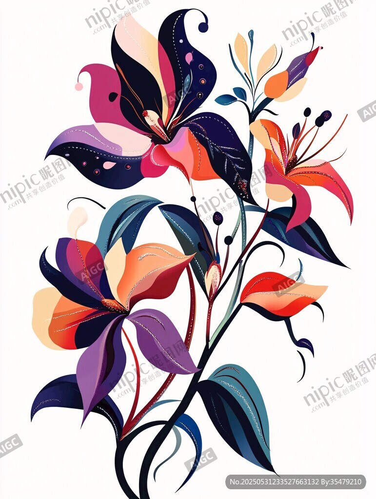 绚丽多彩花卉插画