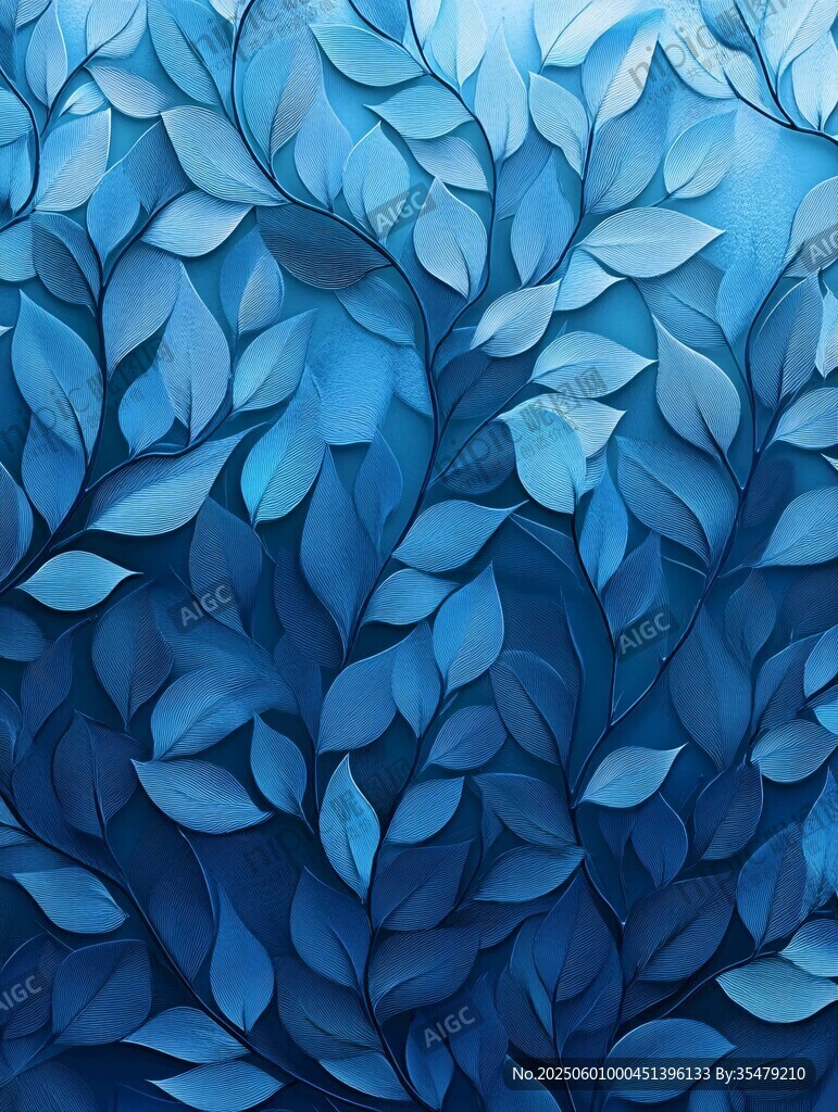 蓝色梦幻叶纹背景图案
