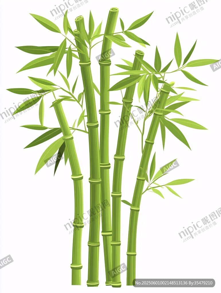 清新翠绿的几株竹子