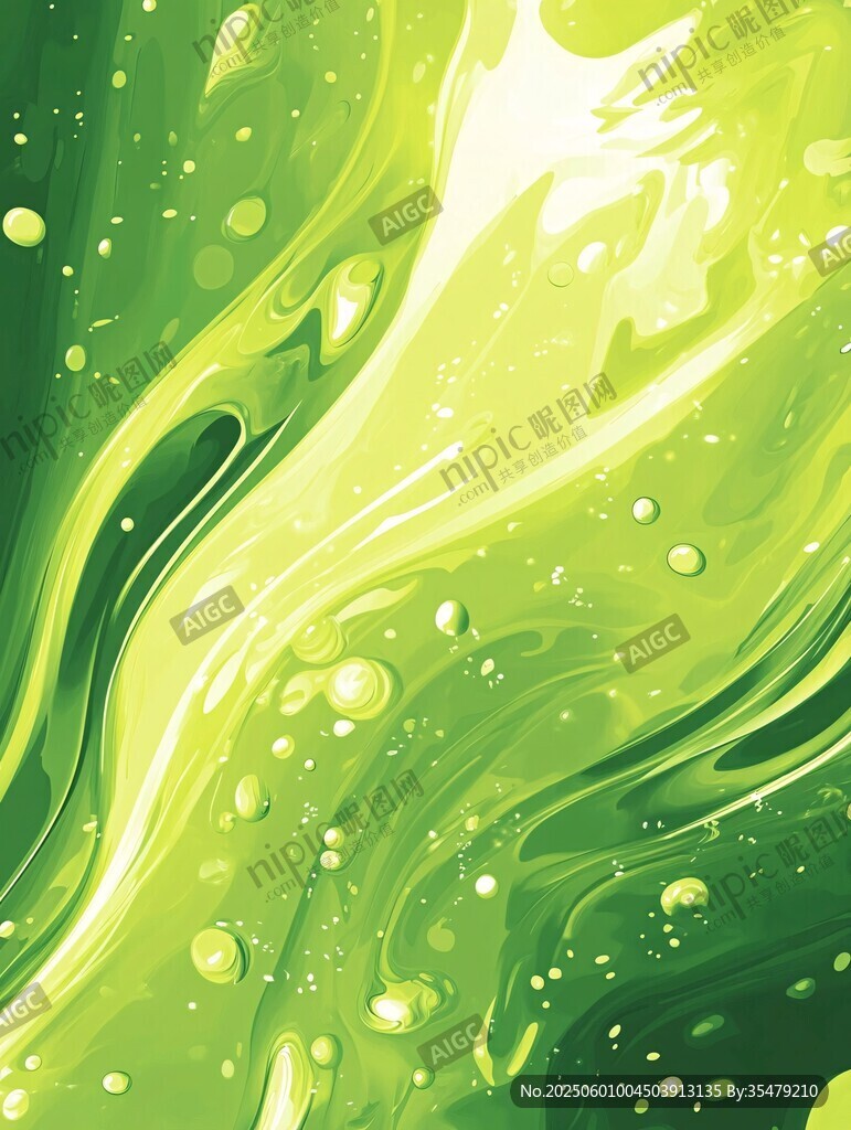 清新绿调流体艺术背景图