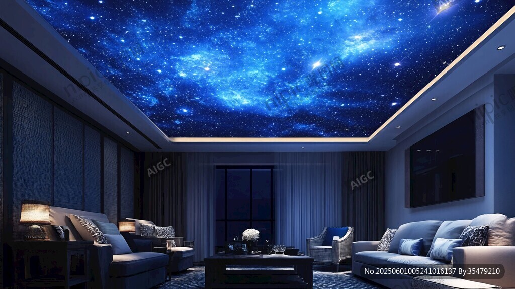 梦幻星空主题客厅天花板