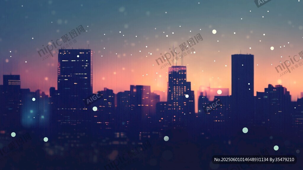梦幻夜景中的璀璨城市天际线