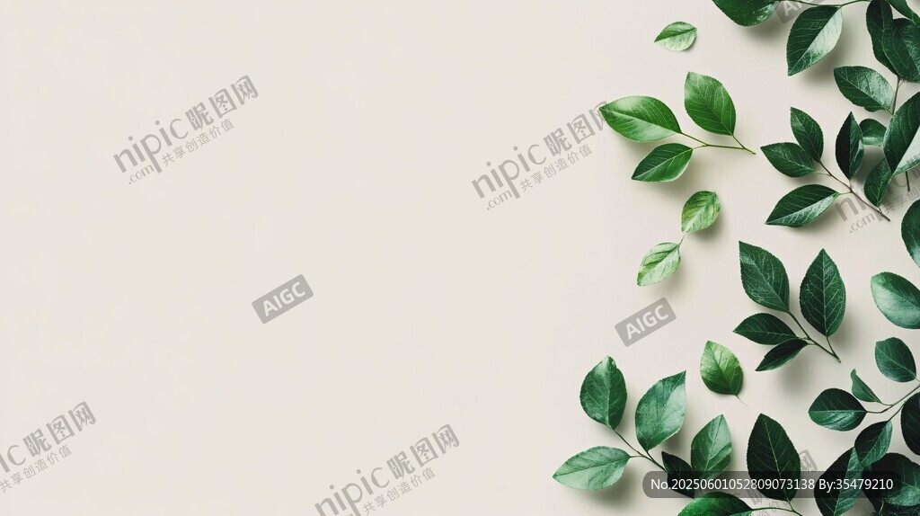 绿叶装点的简约背景