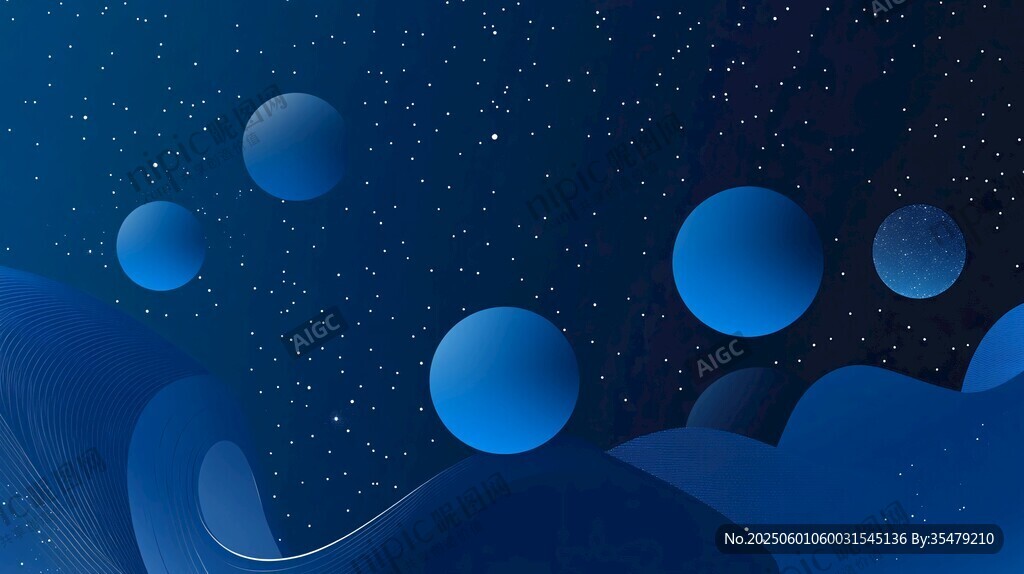 梦幻蓝色星空星球场景