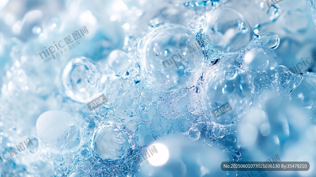 梦幻蓝色泡泡特写