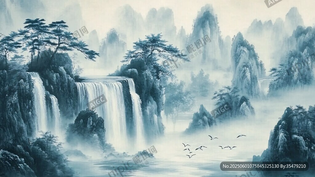 水墨山水间的诗意画卷