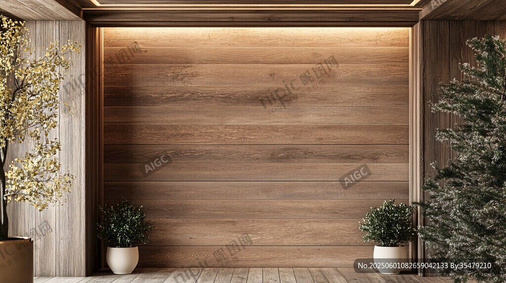 木质墙面室内绿植装饰