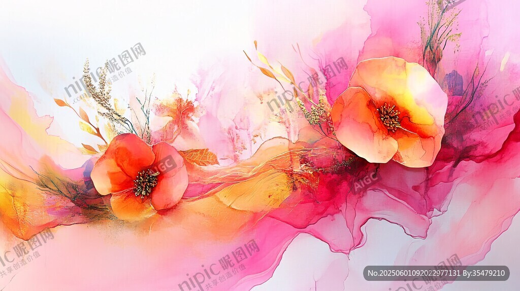 梦幻水彩花卉艺术画作