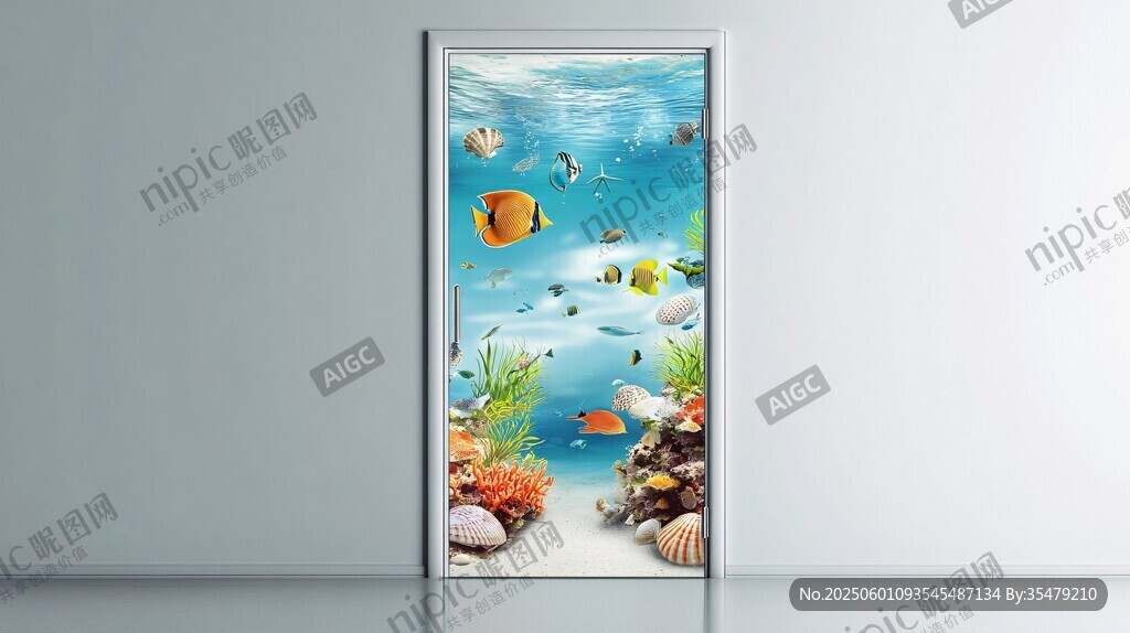海底世界门贴画