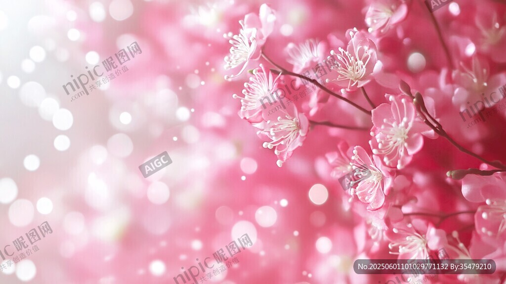 梦幻粉色樱花绽放美景