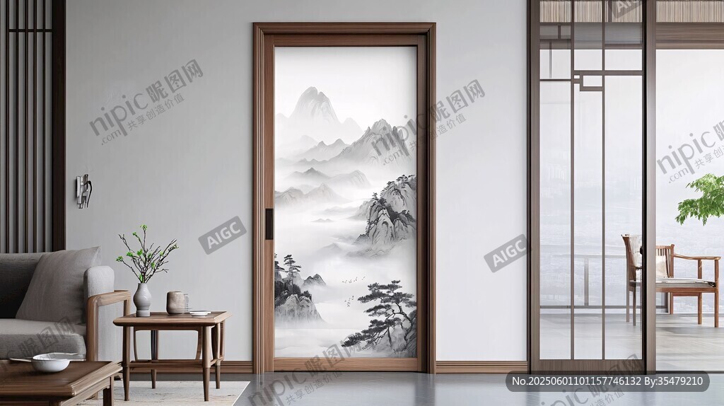 中式山水艺术室内门设计