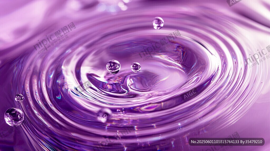 紫色水波纹水滴唯美画面