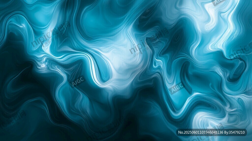 梦幻蓝调流体抽象背景图