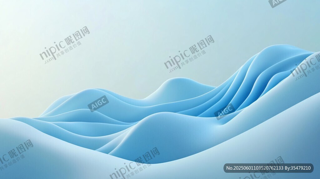 蓝色波浪抽象背景图案
