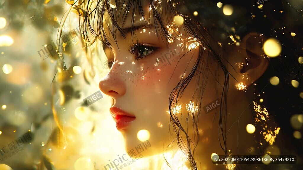 梦幻少女与金色光斑之美