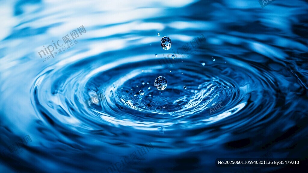 水滴落入水面的美丽涟漪