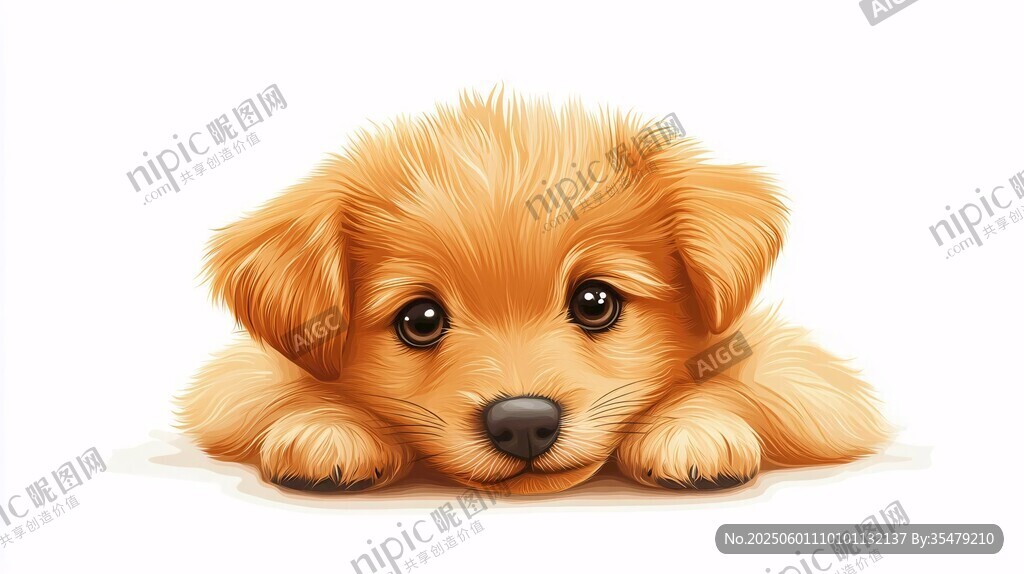 趴着的可爱小金毛幼犬