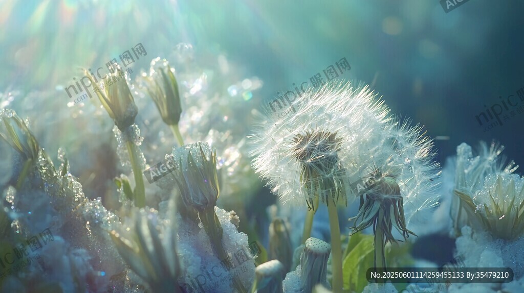 阳光下的蒲公英梦幻景象