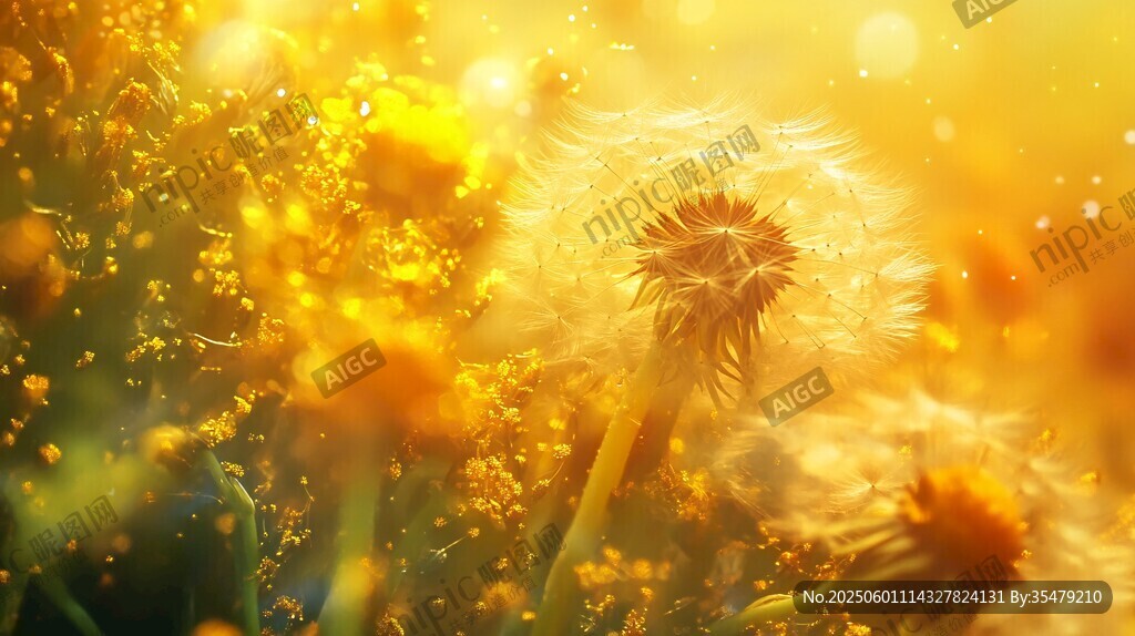 金色蒲公英的梦幻光影