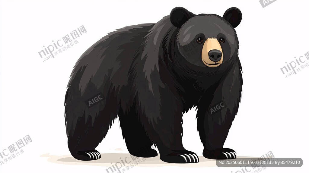 站立的黑熊插画形象
