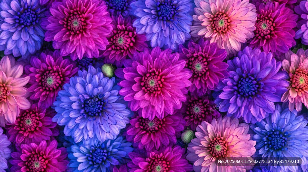 缤纷多彩菊花花卉图案