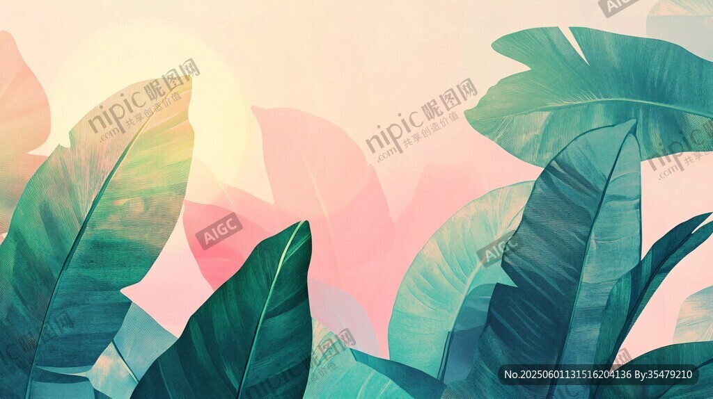 梦幻热带绿植背景图