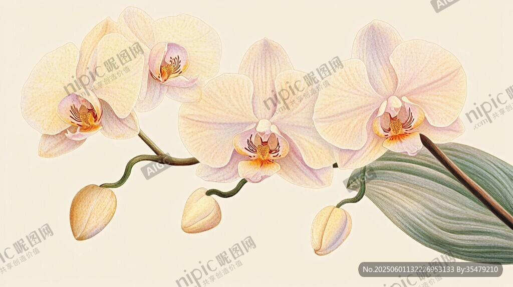 淡雅白色蝴蝶兰精美插画