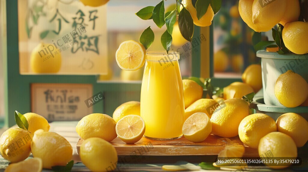 新鲜柠檬与美味柠檬汁