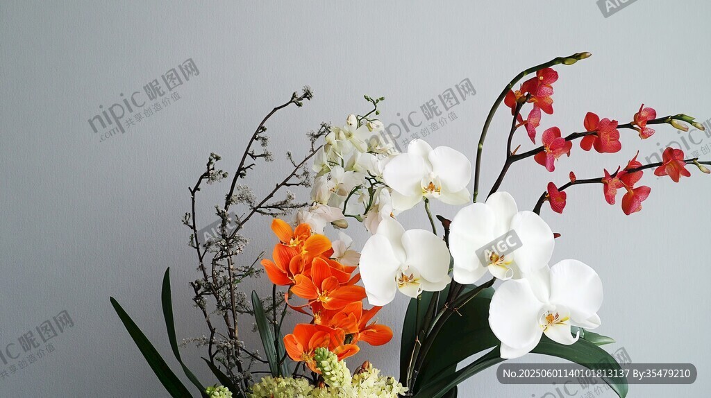多彩兰花插花艺术展示