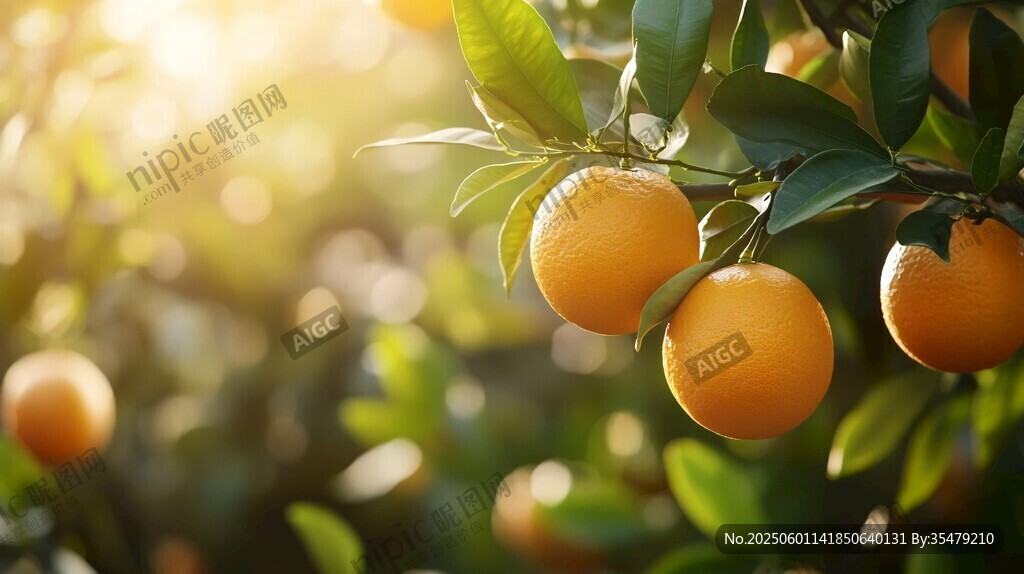 阳光下的枝头饱满甜橙