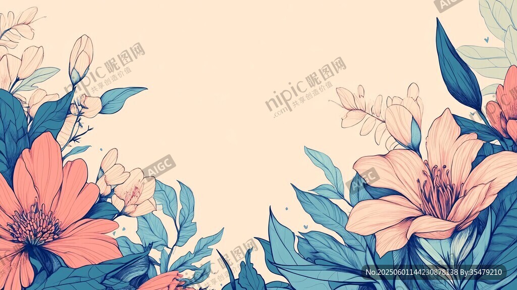 花卉边框插画