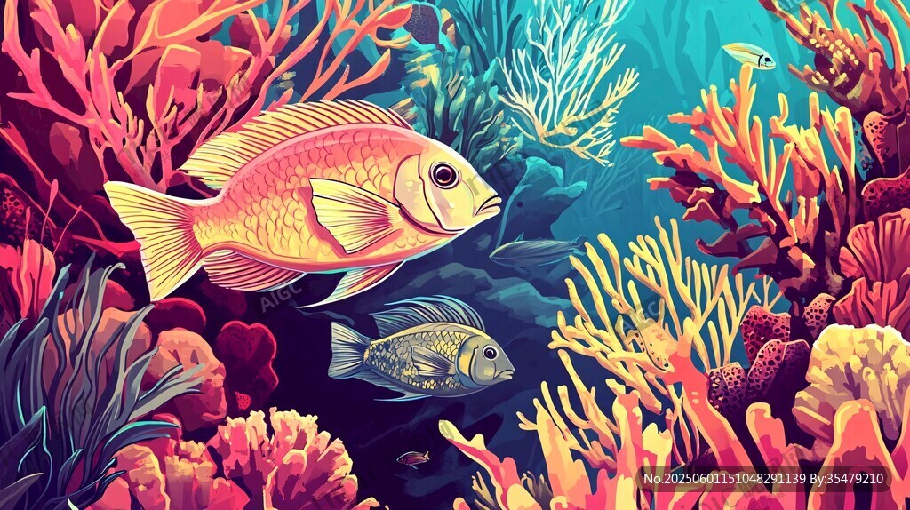 海底鱼游与多彩珊瑚世界
