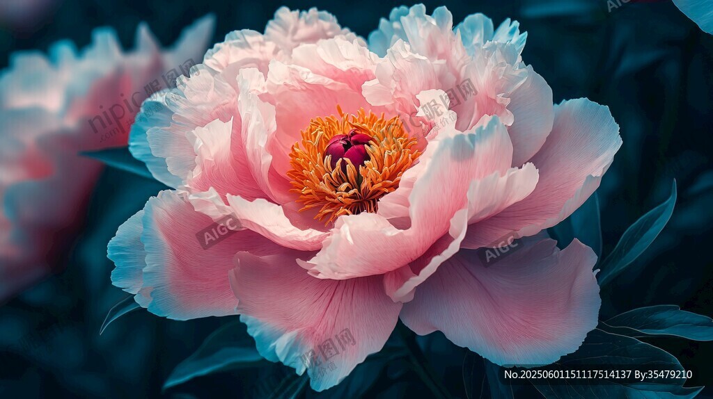 梦幻粉色牡丹花绽放