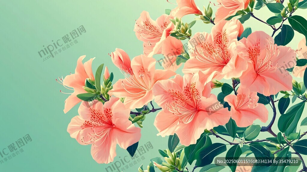 粉色杜鹃花绽放美景