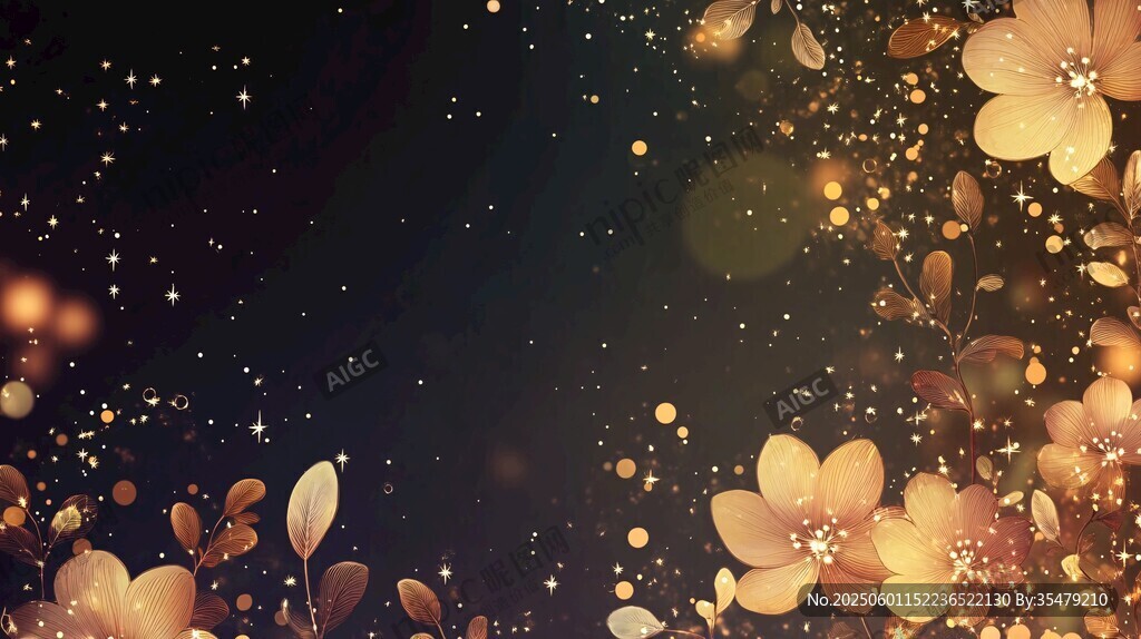 梦幻金色花朵背景图