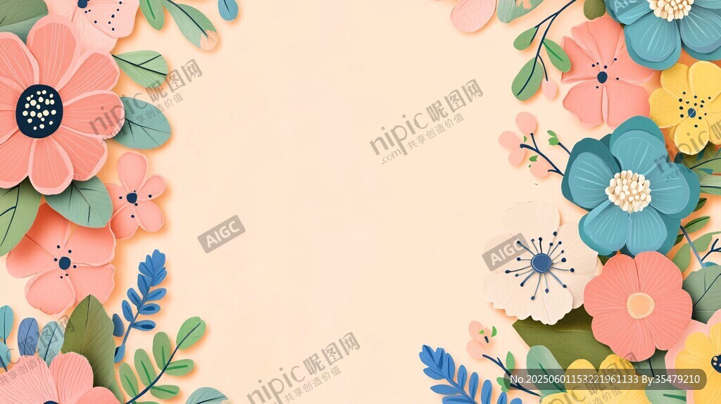 缤纷花卉边框背景图