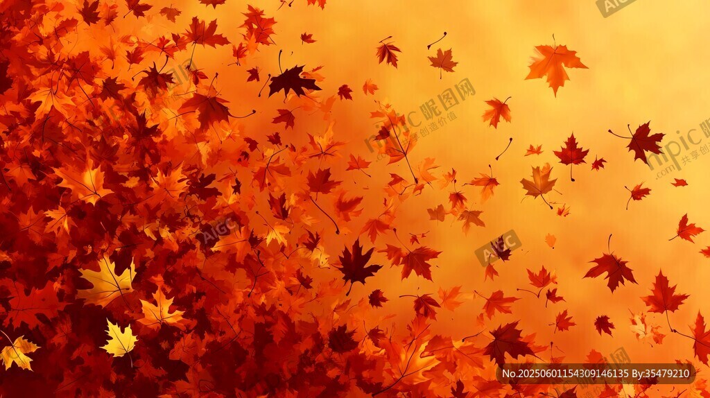 秋日枫叶纷飞美景