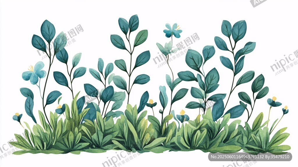 清新绿植花卉装饰图案