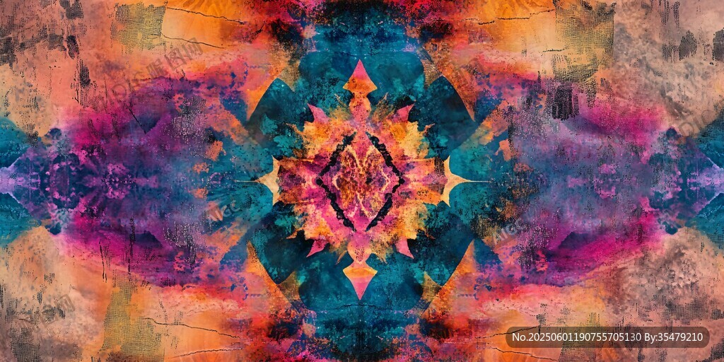 梦幻绚丽对称抽象艺术图案