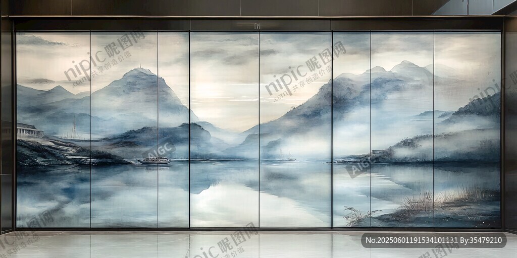 中式山水屏风 意境悠远